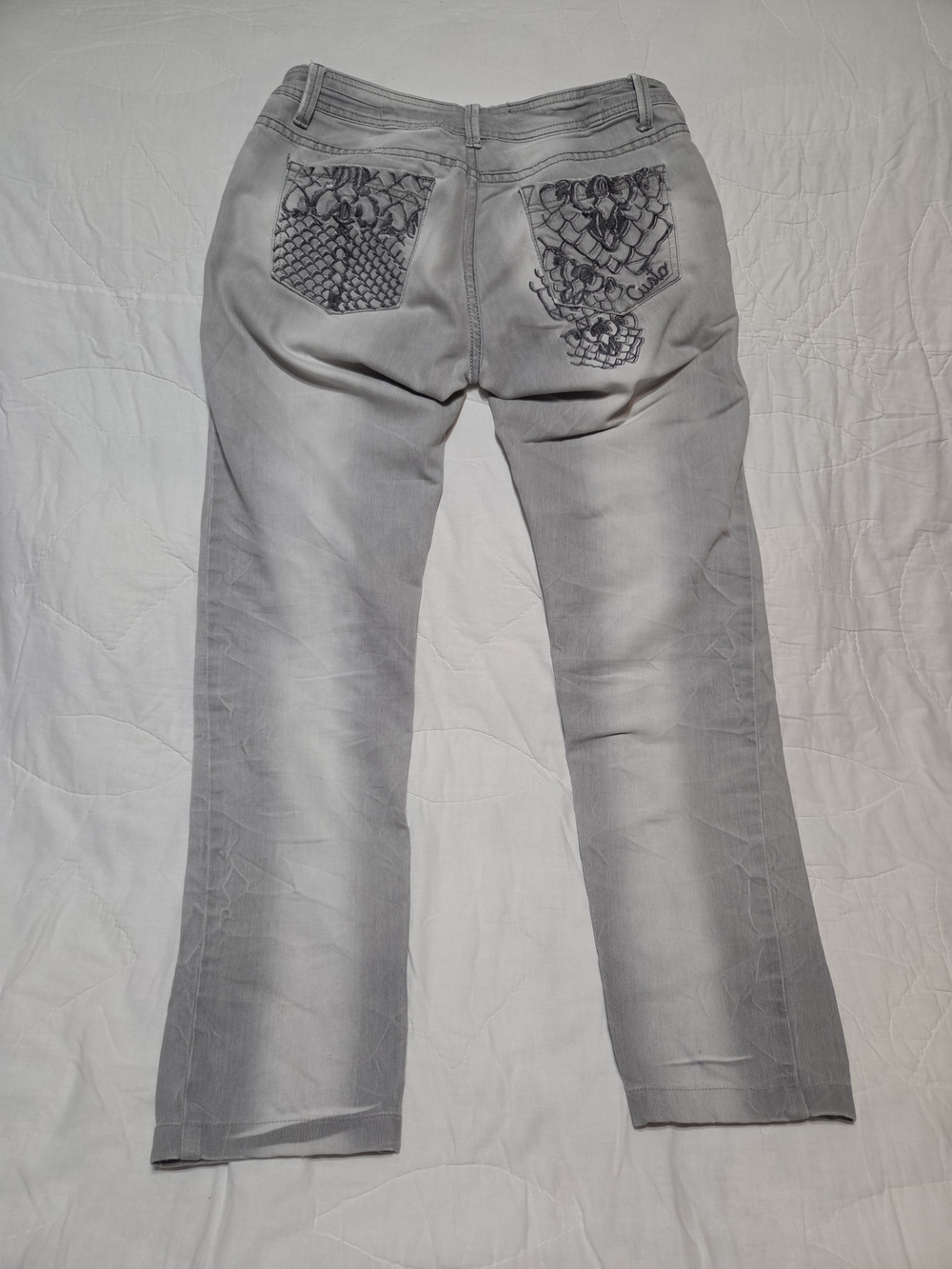 Vintage Custo Barcelona Embroidered Gray Jeans – Size 29